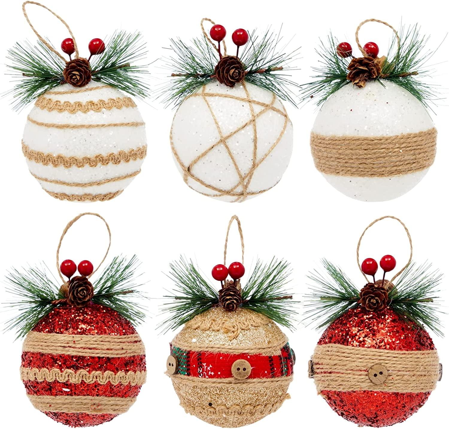 Juvale Rustic Christmas Tree Ornaments, Farmhouse Holiday Decorations, Assorted Designs, 3 x 5.4 In