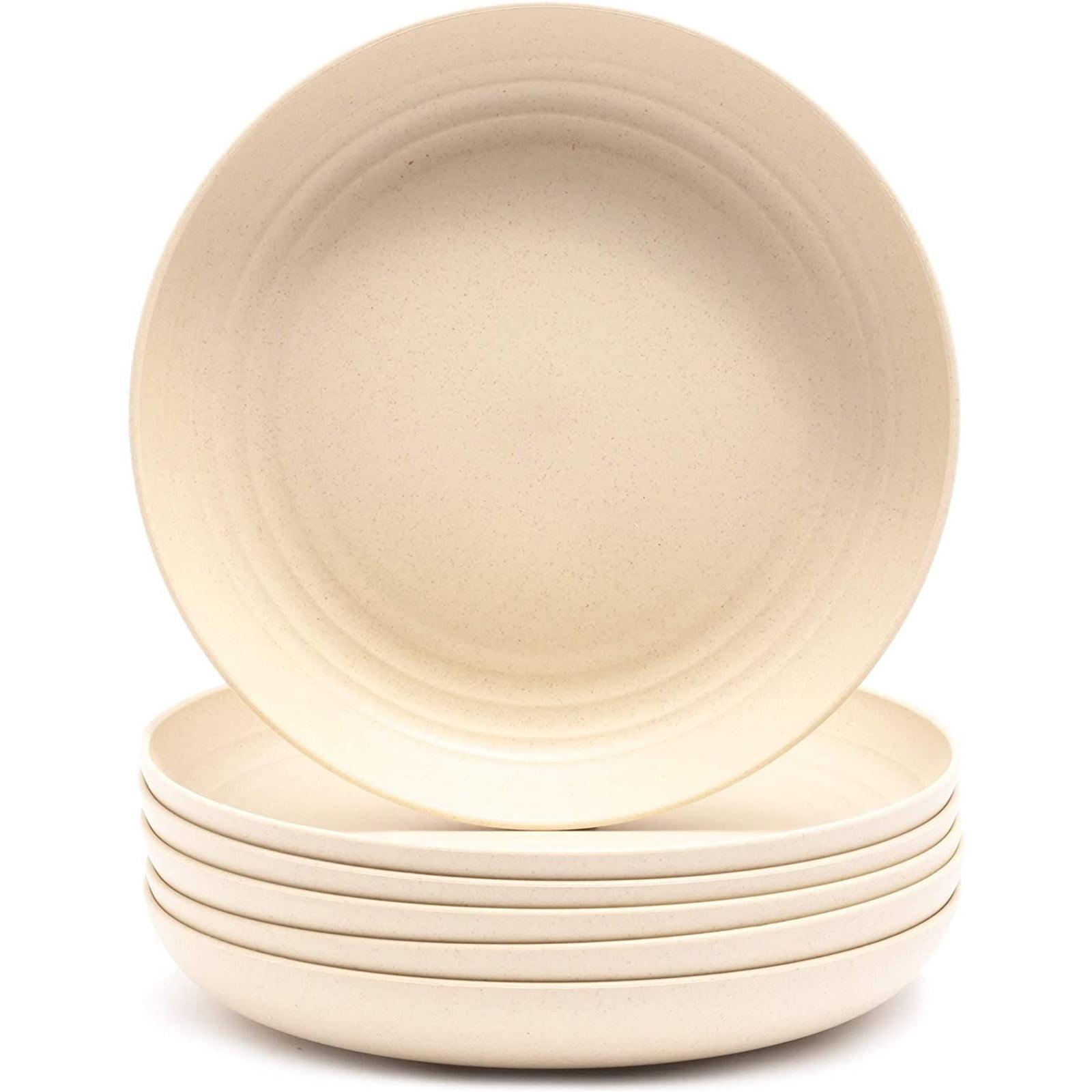 Juvale 6 Pack Unbreakable & Sturdy Wheat Straw Dinner Plates for Kids & Adults, Beige, 9 in