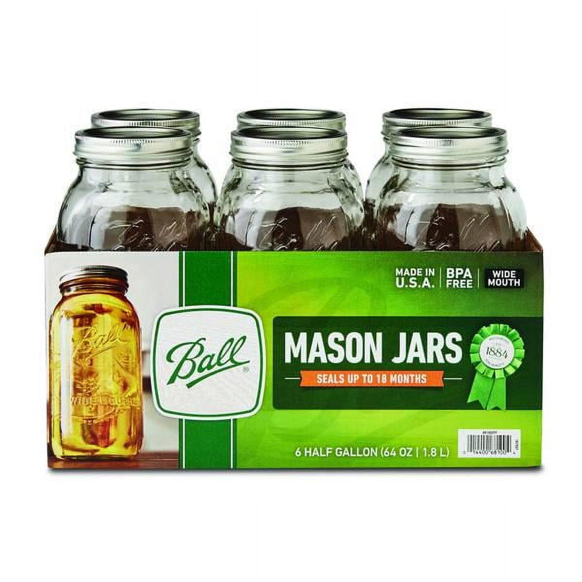 Classic Wide Mouth 64oz Glass Mason Jar Set - Clear, 6-Pack