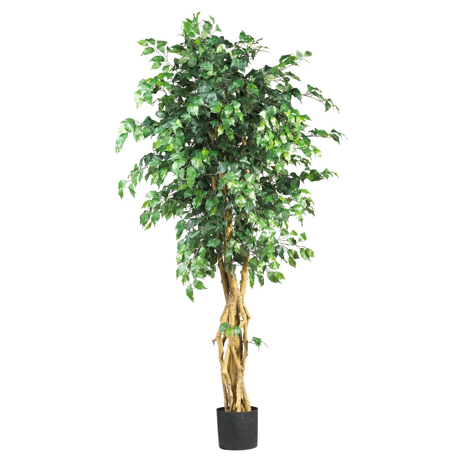 6ft Artificial Palace Style Ficus Silk Tree in Pot - Nearly Natural: Indoor, Unlit, No Assembly Required