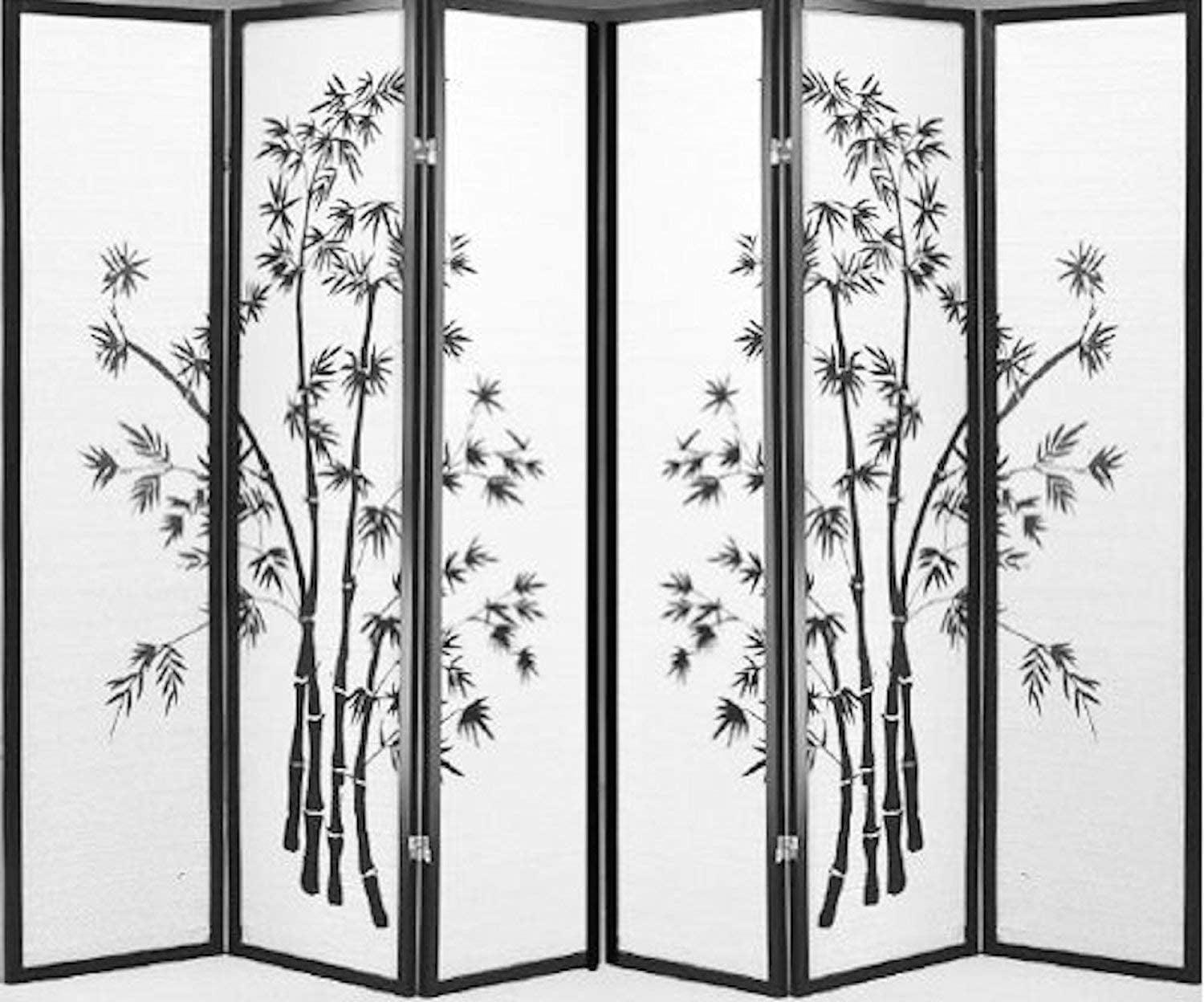 Legacy Decor Bamboo Print Oriental Privacy Shoji Screen Room Divider