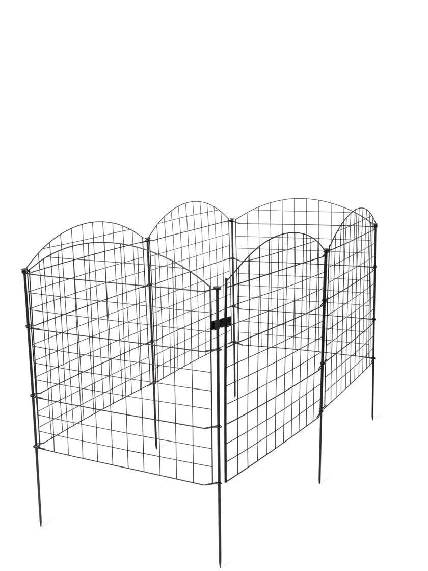 Black Metal 6-Panel Critter Fence with Gate