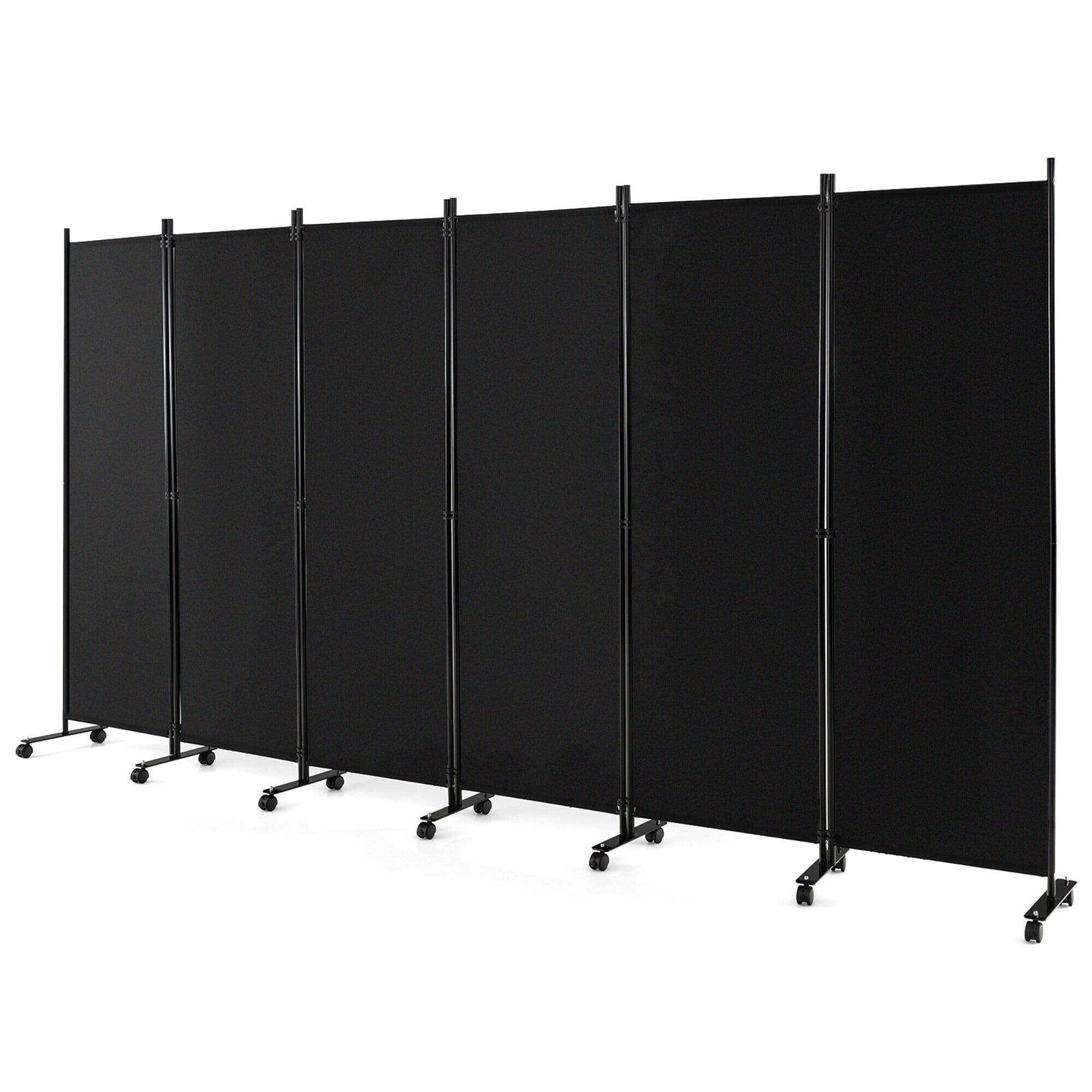 Costway 6-Panel Folding Room Divider 6FT Rolling Privacy Screen with Lockable Wheels Black