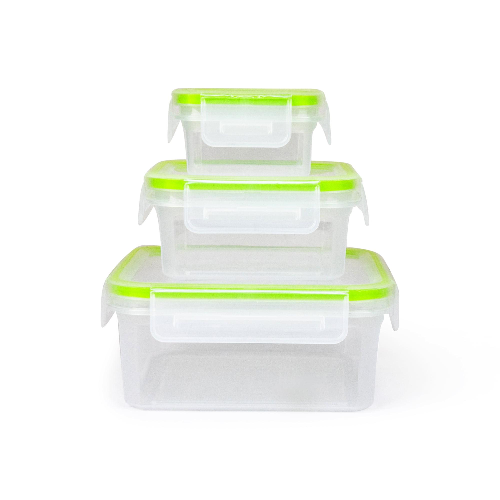 6-Piece Square Food Storage Container Set Click-and-Lock Lids BPA-Free Microwave Freezer Dishwasher Safe