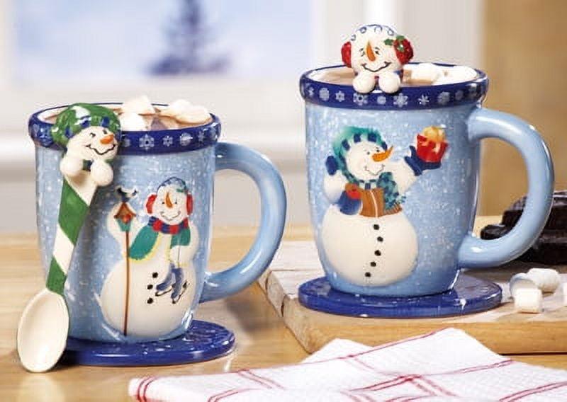 Collections Etc Snowman Holiday Mug and Spoon Gift Set