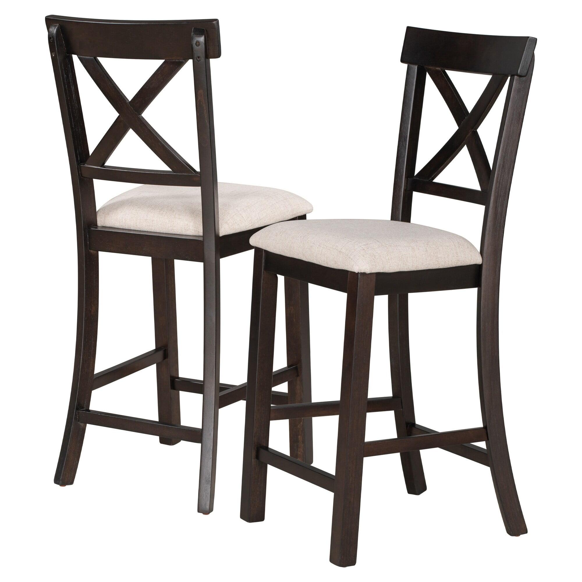 Espresso 6-Piece Counter Height Dining Set with Cushioned Seats