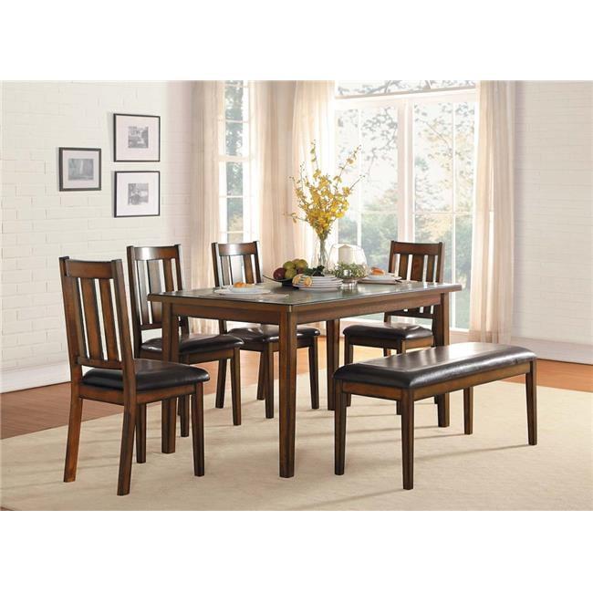 Espresso Wood Rectangular Dining Set with Faux Leather Seats