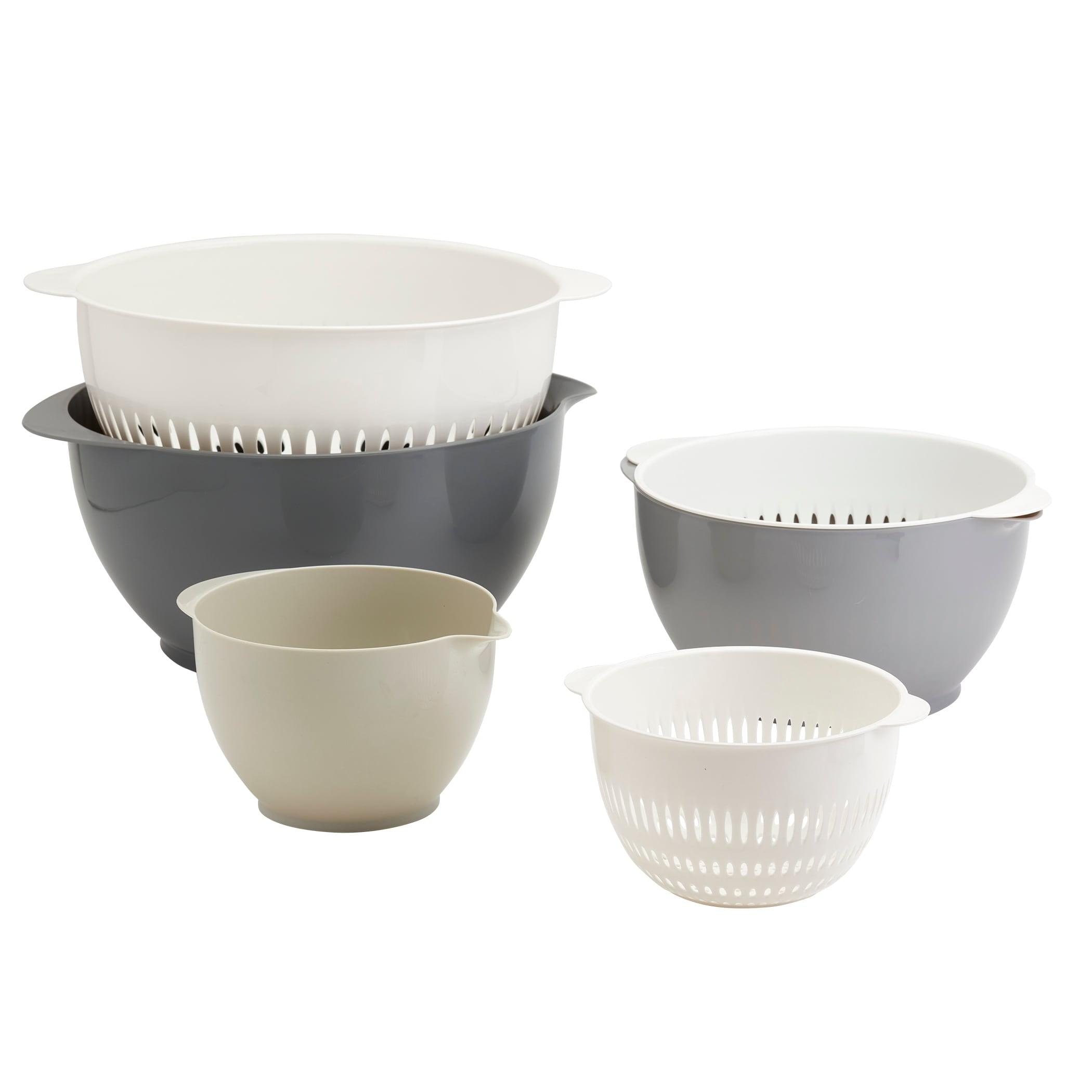 6 Piece Gray Plastic Mixing Bowls and Colanders Set