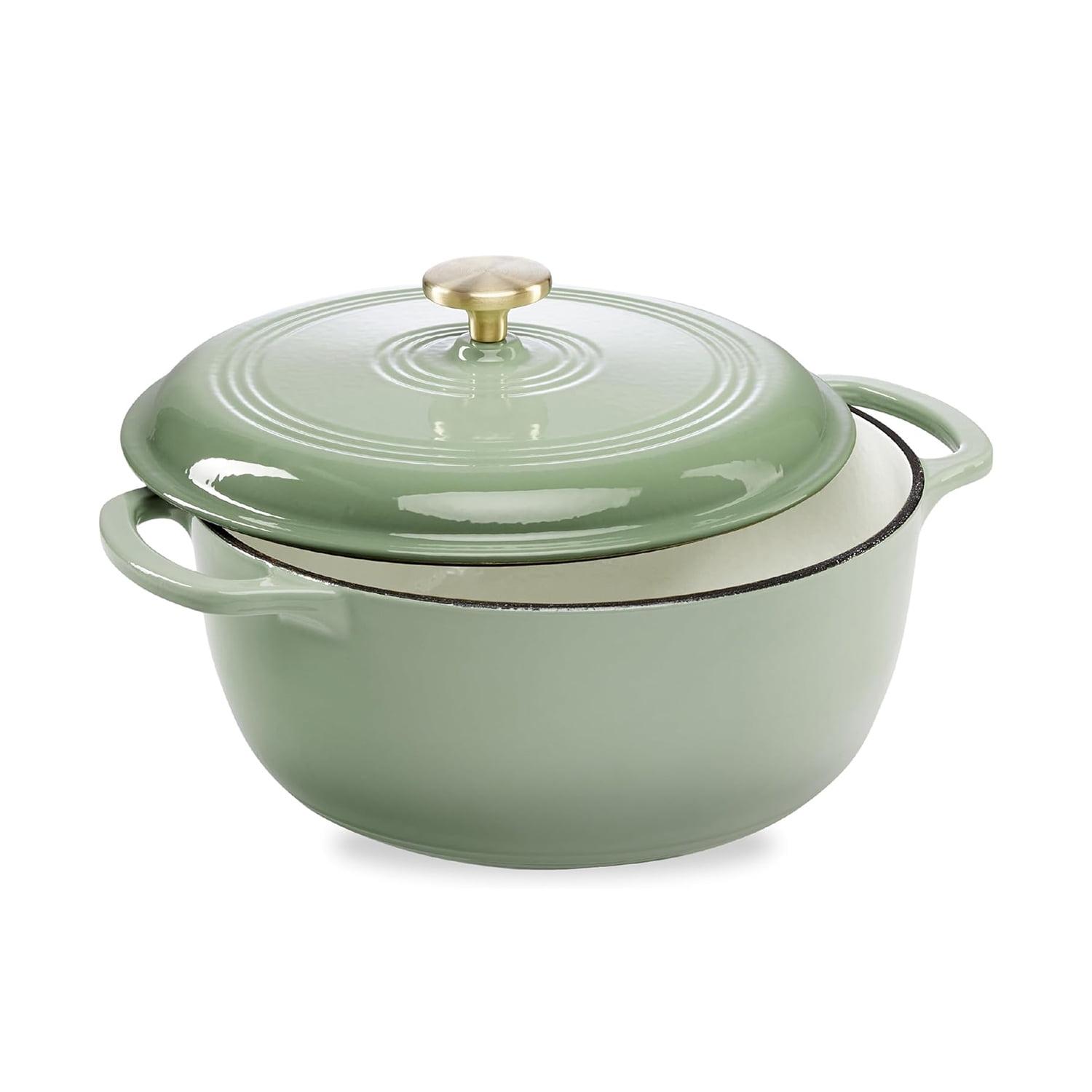Enamel Cast-Iron Dutch Oven, Heavy-Duty Cookware w/ Dual Handles, Lid