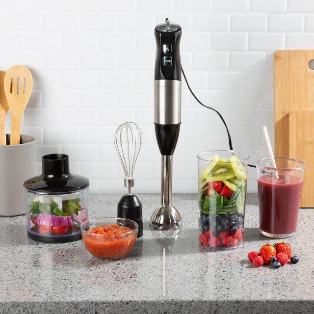 Classic Cuisine 6-Speed Handheld 4-in-1 Immersion Blender for Soups (Black)