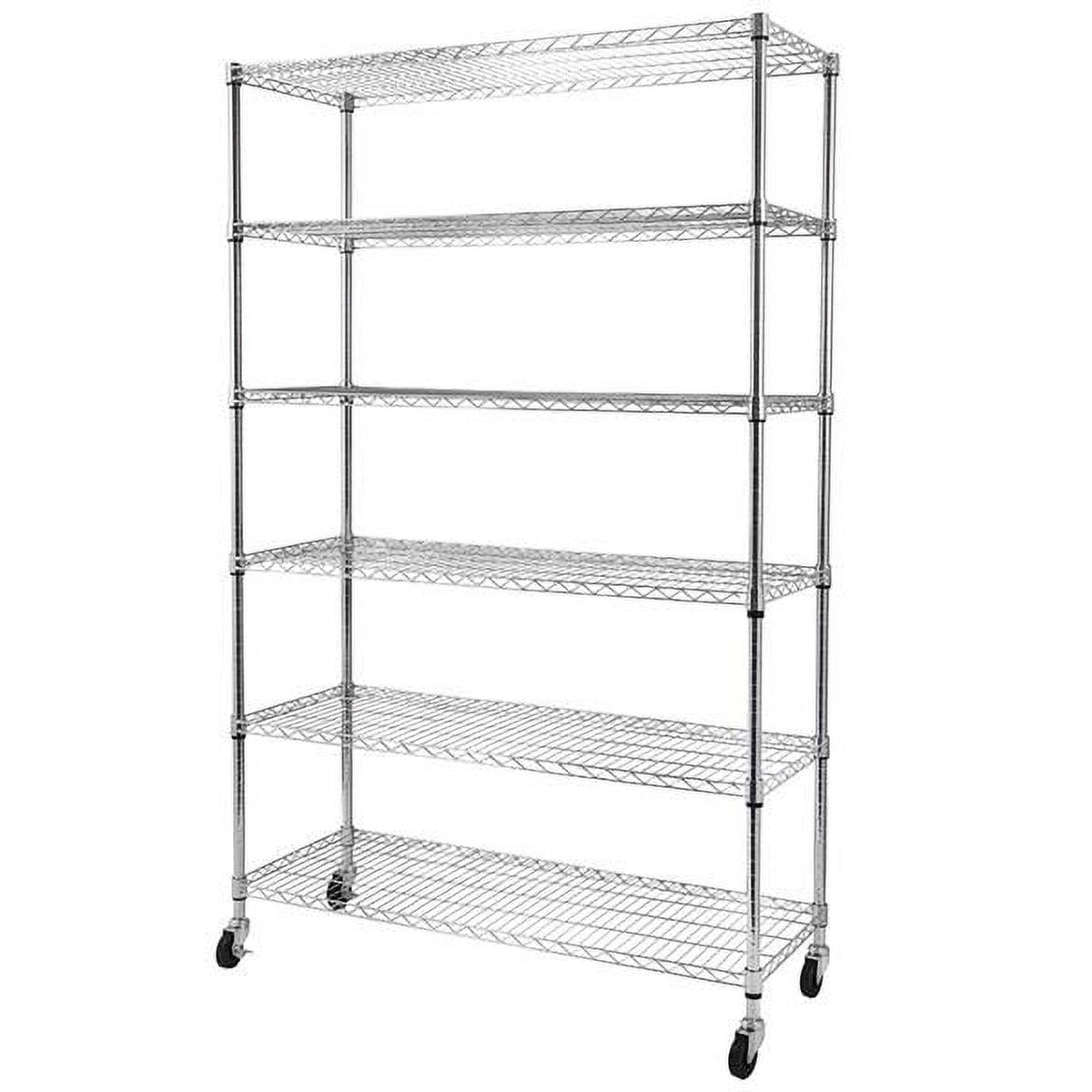 WFX Utility™ SafeRacks 6 Tiered Storage Shelves w/Heavy Duty Steel Wire Shelving Unit, Silver