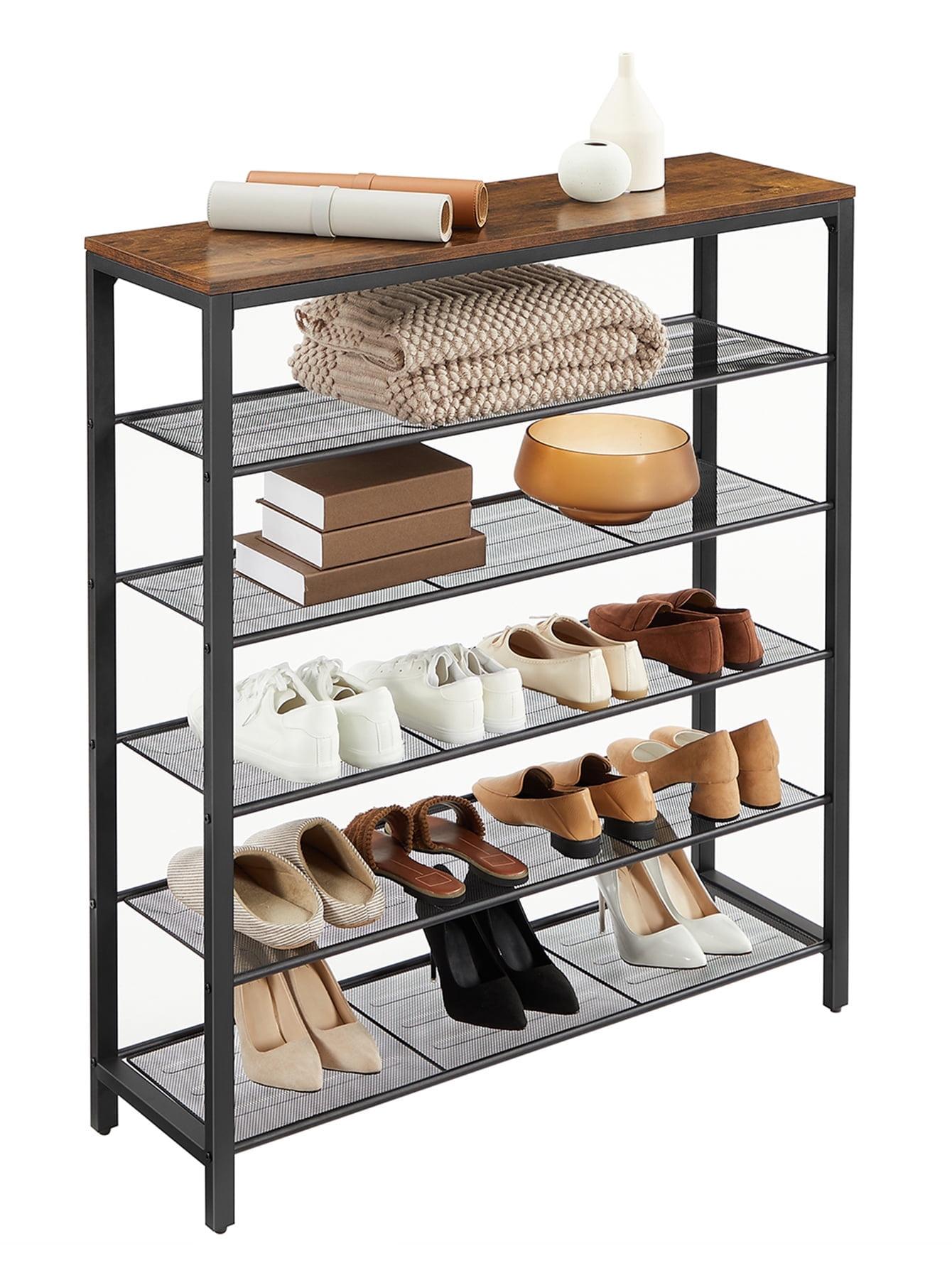 6-Tier Shoe Rack 24-30 Pairs of Shoes Shelf Storage Organizer for Closet Shoe Rack Organizer with 5 Metal Mesh Shelves