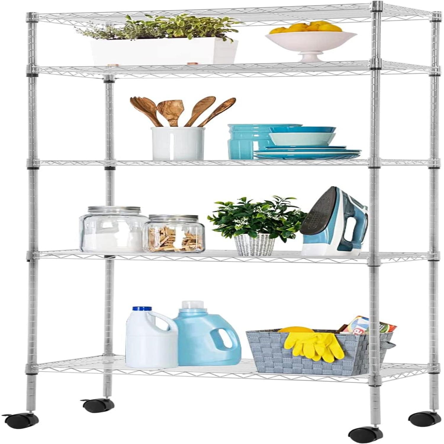 6 Tier Storage Shelves 18" Dx48 Wx82 H Wire Shelving Unit Metal Shelves Heavy Duty Layer Rack Storage Rack Adjustable Utility 2100 LBS Capacity for Laundry Kitchen Garage Pantry Black