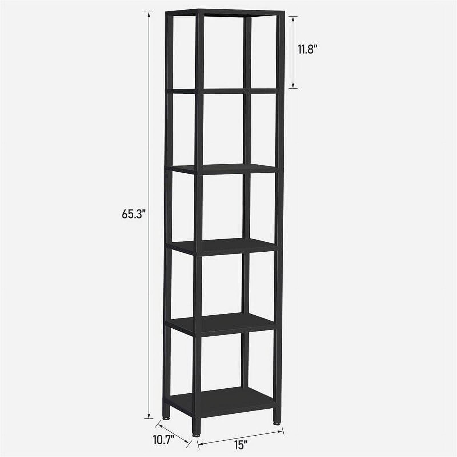 6 Tier Tall Book Shelf - 10.7"D x 15"W x 65.3"H Black