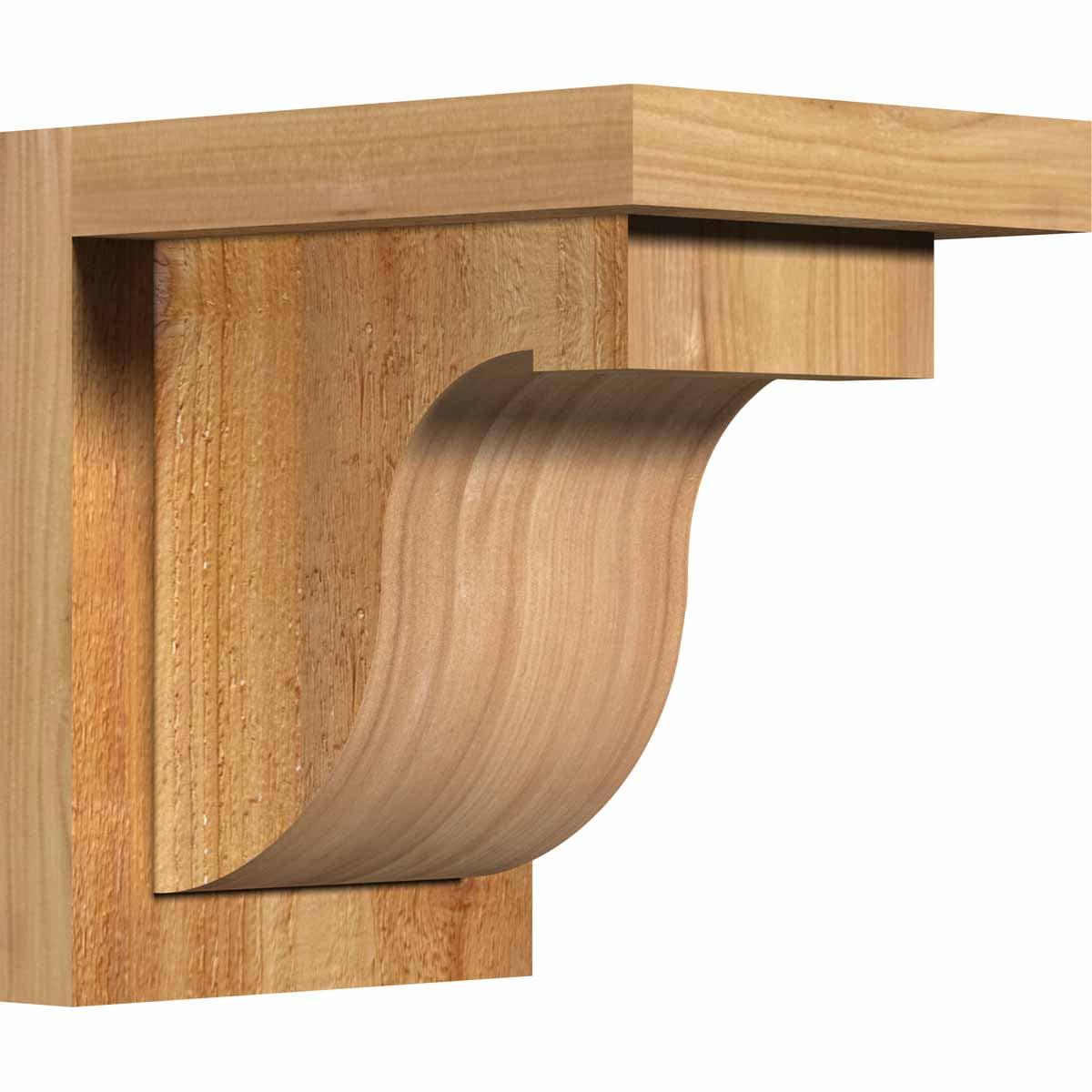 6"W x 8"D x 8"H Del Monte Rough Sawn Corbel w/Backplate, Western Red Cedar