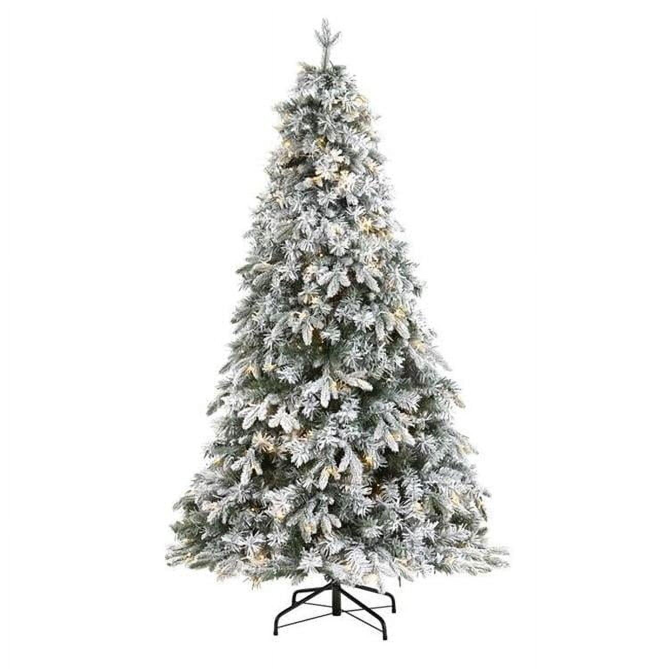 Nearly Natural 6' Flocked Vermont Mixed Pine Prelit LED Artificial Christmas Tree