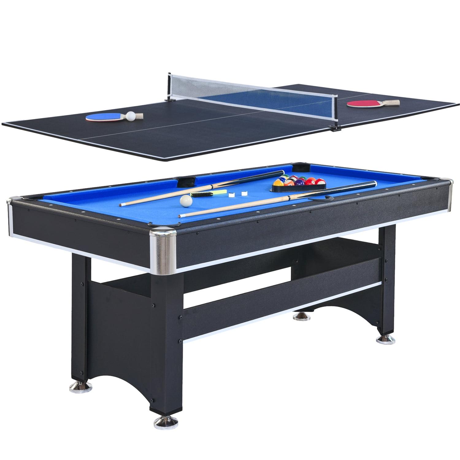 6-ft Pool Table with Table Tennis Top - Black with Green/Red Felt