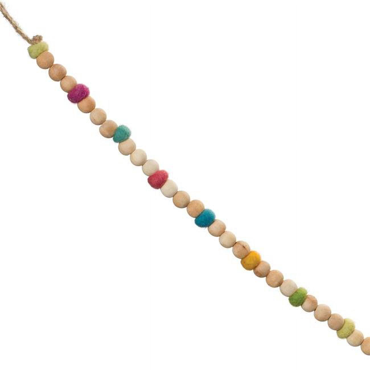 Multicolor Pine and Wool Beaded Garland, 6ft