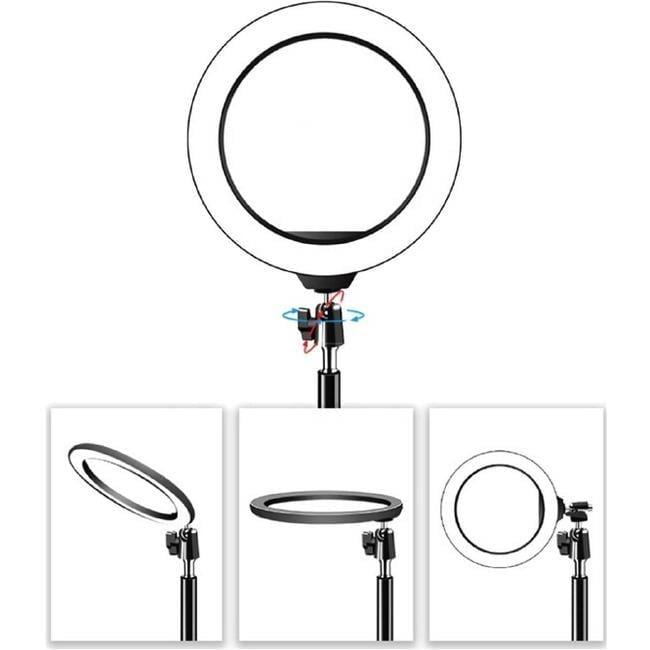 6 in. Dimmable Desktop LED Light Ring for Content Creation, Black & White