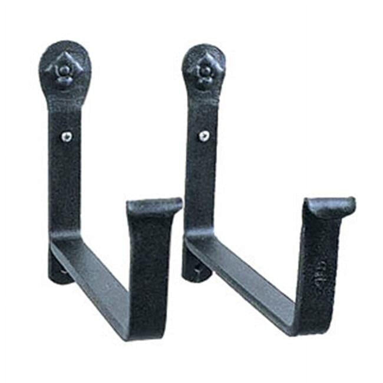 ACHLA Designs 8" x 6" Pair of Wall Mounted Steel Flower Box Brackets Black