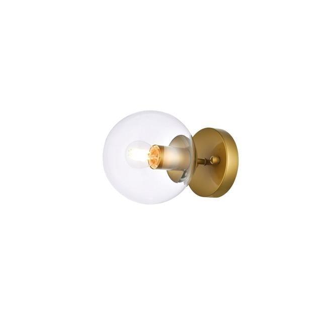 Elegant Lighting Mimi six inch dual flush mount and bath sconce in brass with clear glass