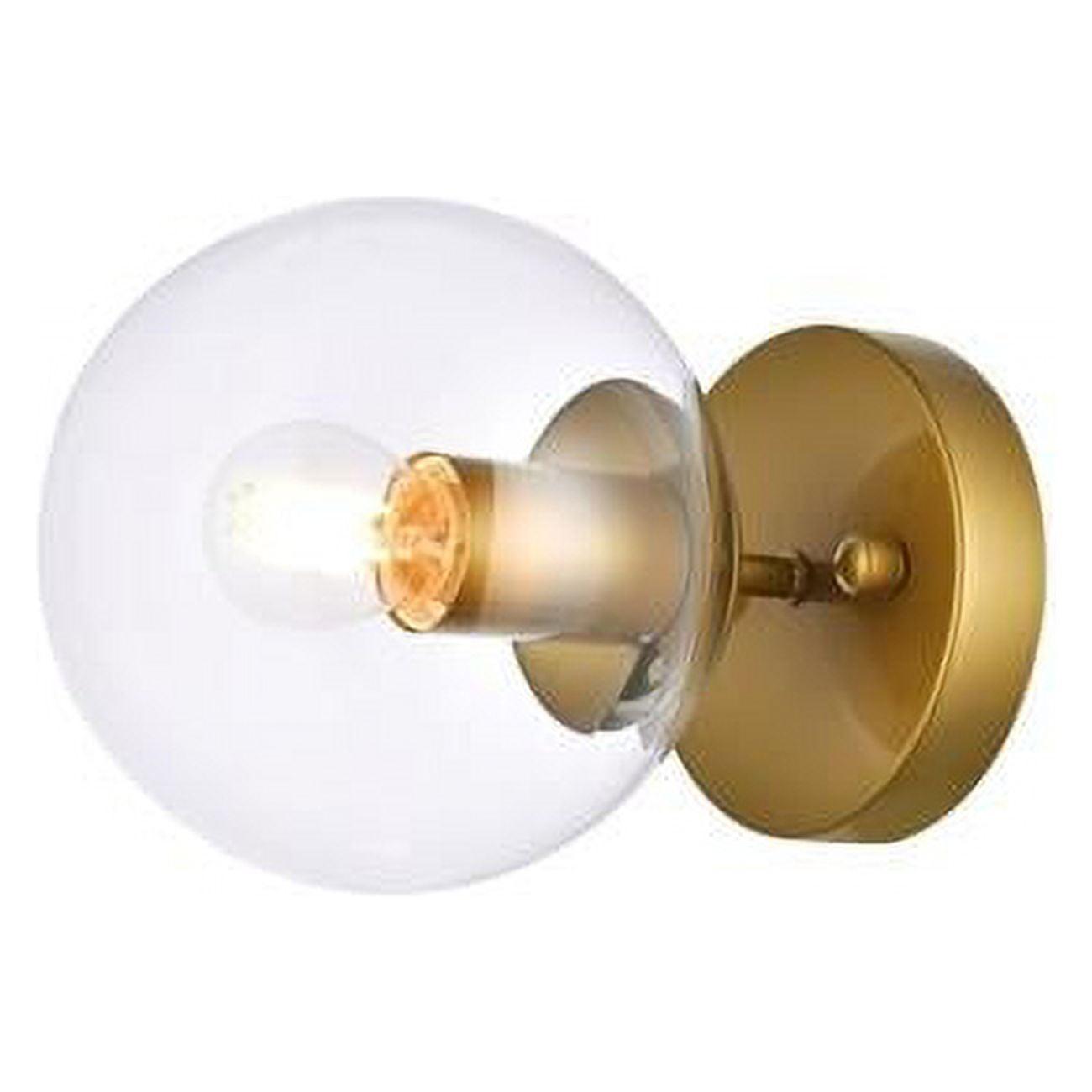 Mimi six inch dual flush mount and bath sconce in brass with clear glass