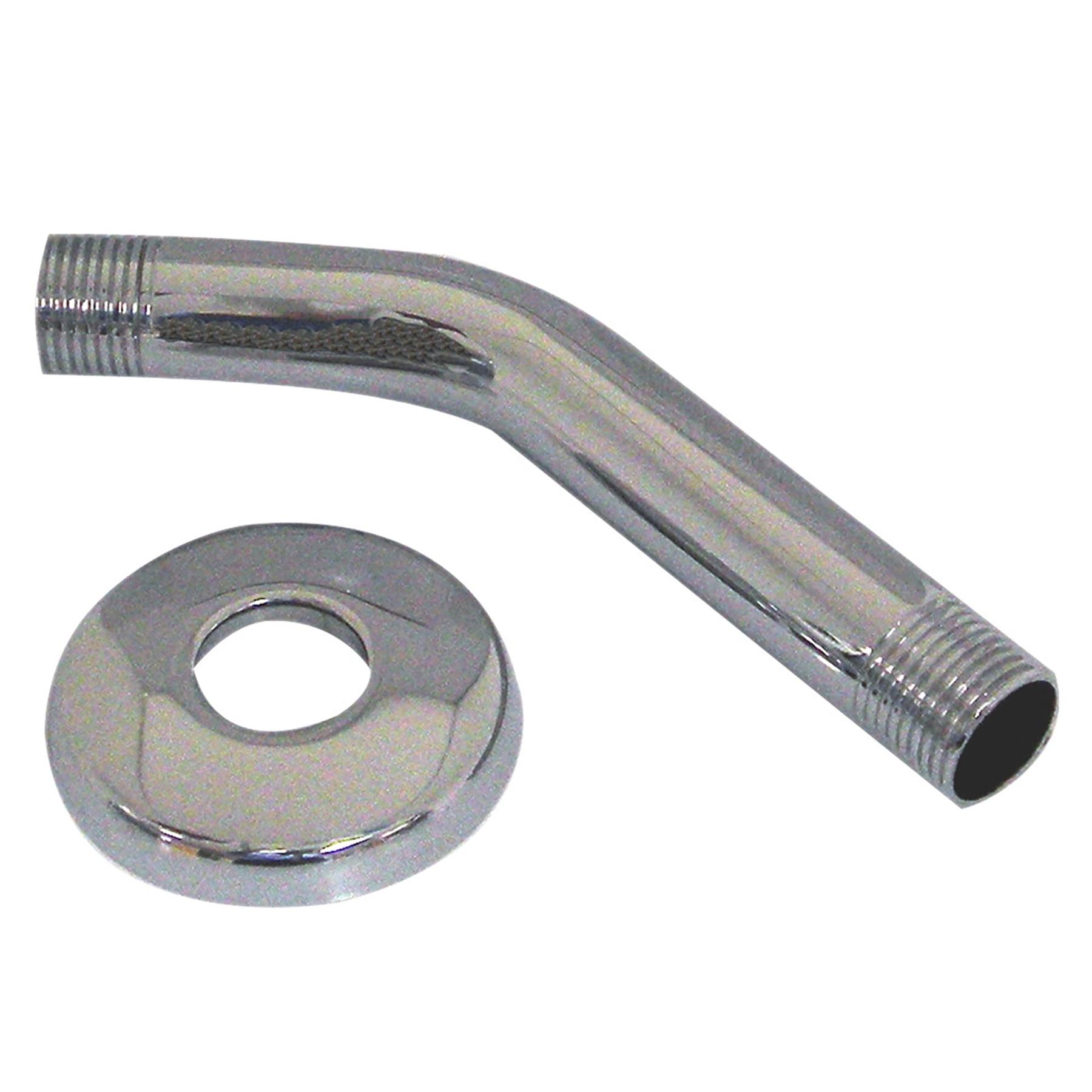 6-Inch Chrome Plated Shower Arm with Flange