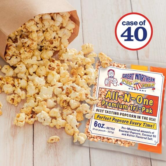 6 oz Popcorn Packs Pre-Measured, Movie Theater Style Packets for Popcorn Machines by Great Northern Popcorn (40 Case)