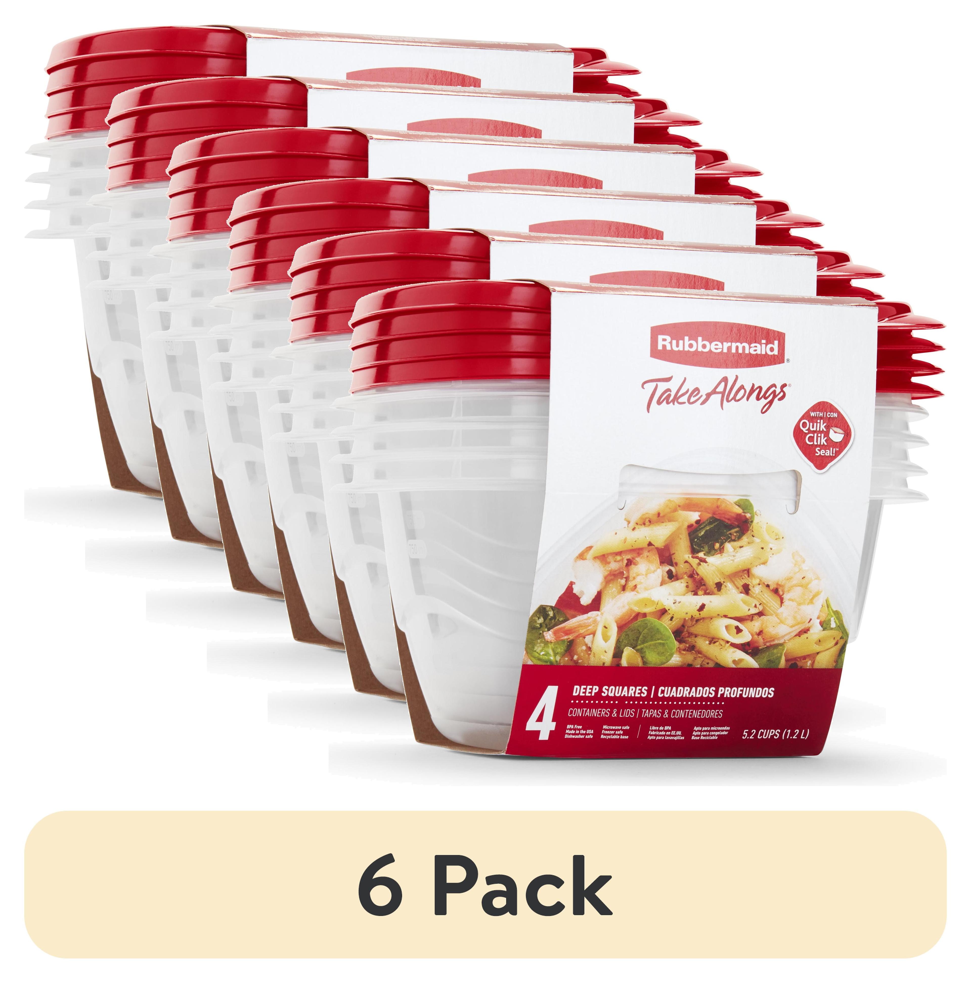 Rubbermaid 4pk 5.2c TakeAlongs Deep Square Food Storage Containers Ruby Red: Plastic Containers with Lids, Dishwasher-Safe