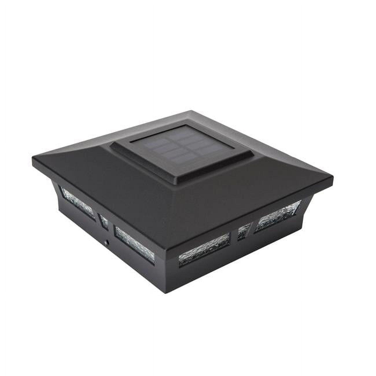 Black Aluminum Solar LED Post Cap with Decorative Glass Lens