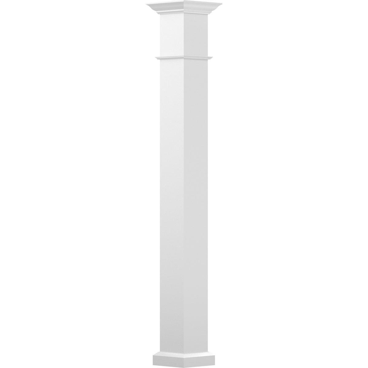 6" x 9' Endura-Aluminum Wellington Style Column, Square Shaft (For Post Wrap Installation), Non-Tapered, Gloss White Finish w/ Capital & Base