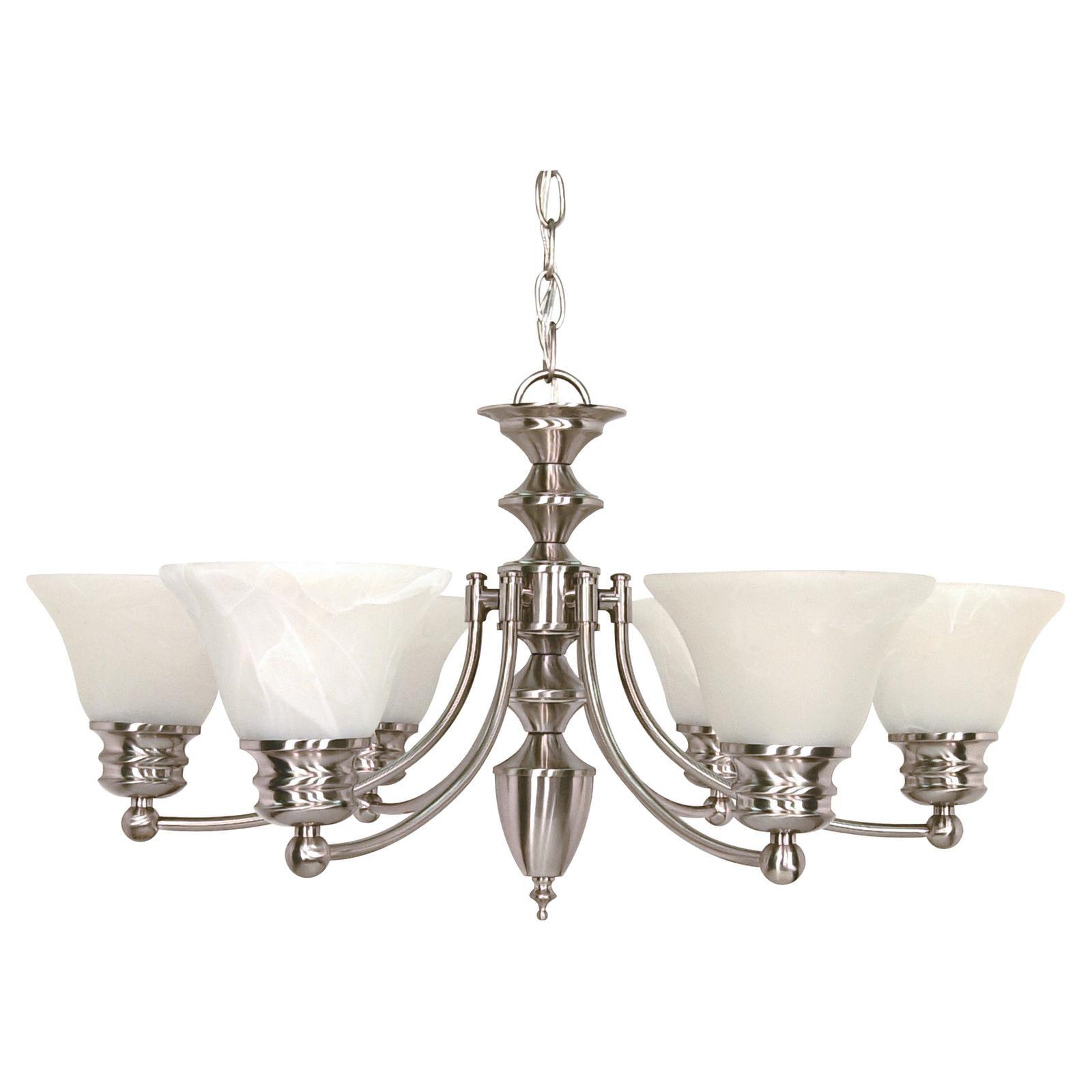 Empire Brushed Nickel 6-Light Chandelier with Alabaster Glass Shades