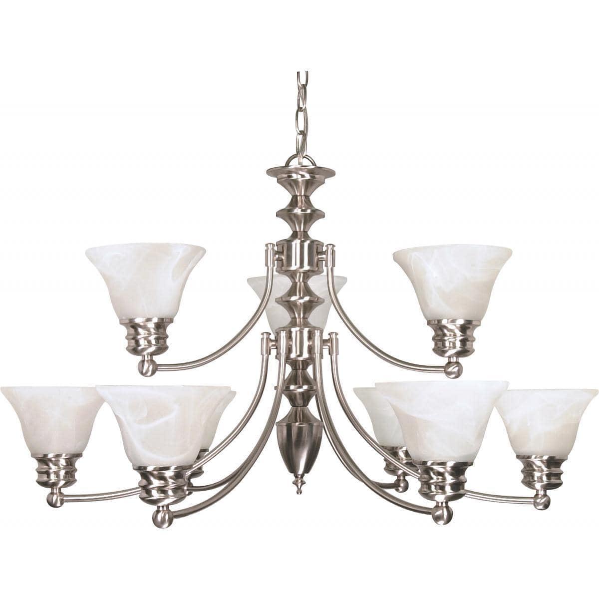 Empire Brushed Nickel 9-Light Traditional Chandelier, 32" Wide