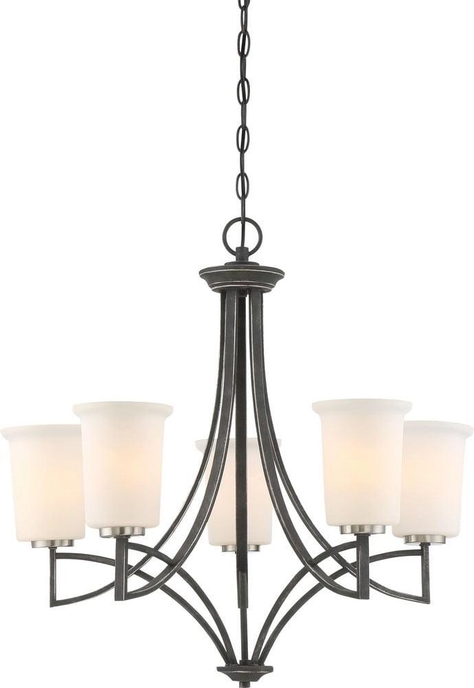 Chester Black Iron 5-Light Chandelier, 26" Wide