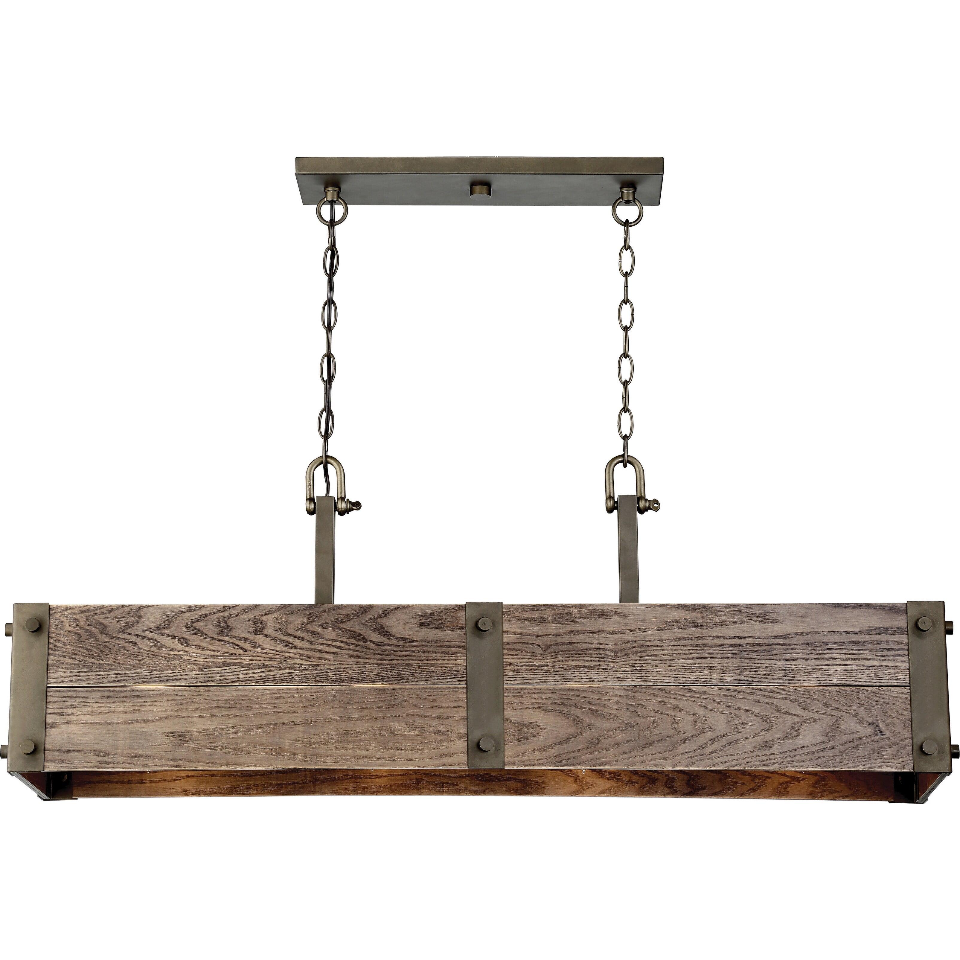 Winchester Aged Wood and Bronze 4-Light Island Pendant