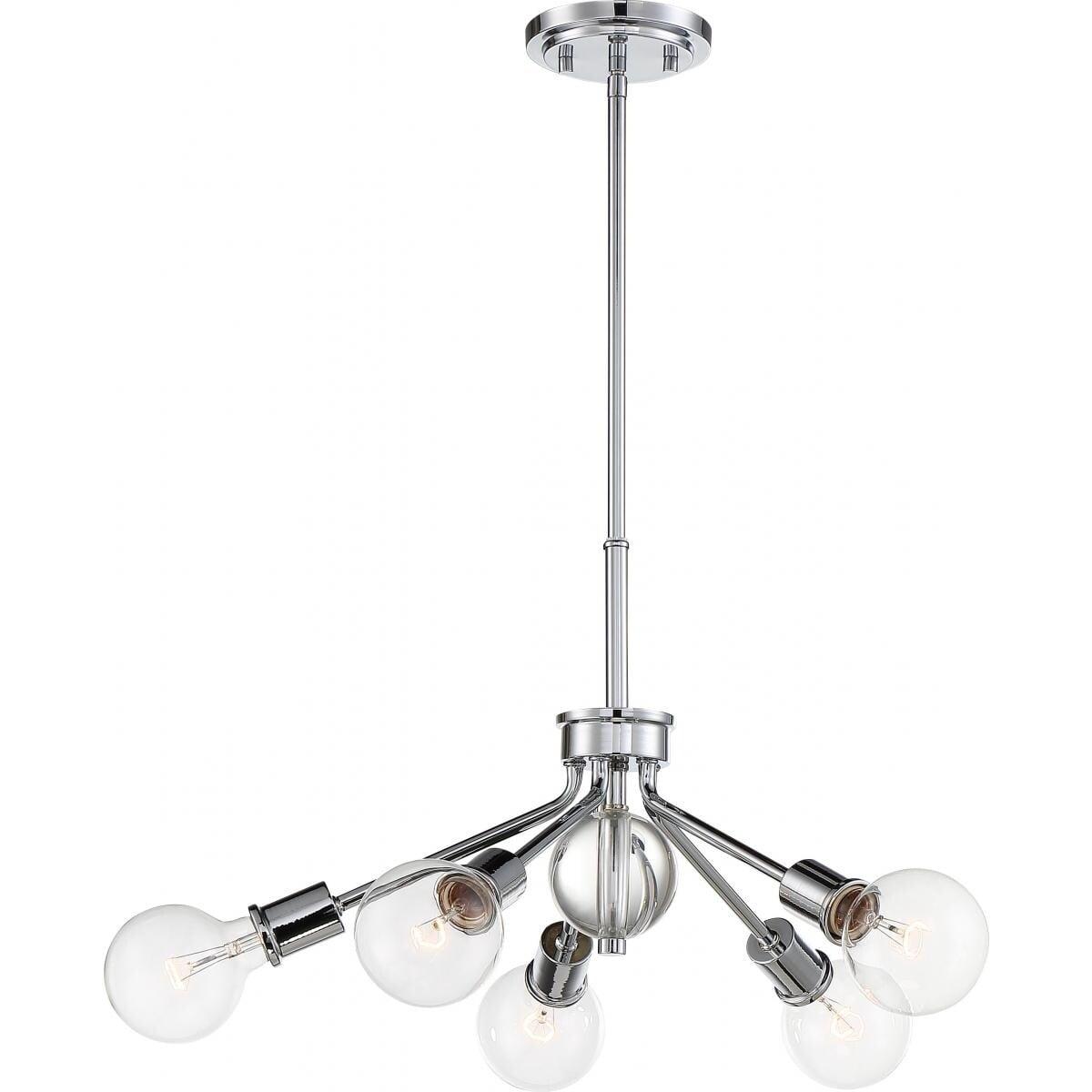 Bounce 27" Polished Nickel and Crystal 5-Light Pendant