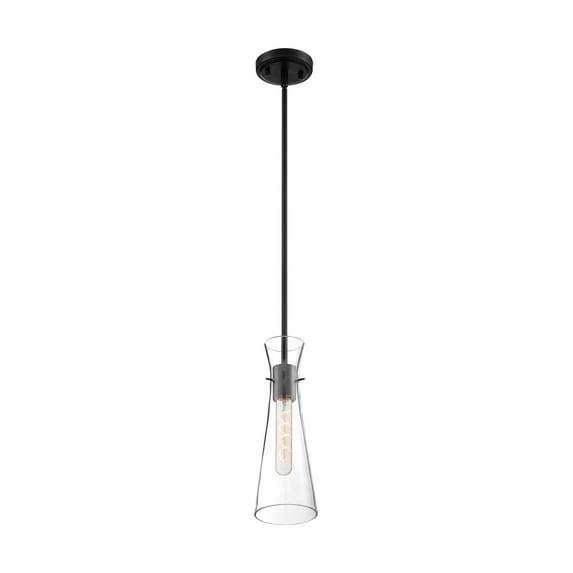 60/6878-Nuvo Lighting-Bahari-1 Light Mini Pendant in Traditional Style-4 Inches Wide by 14 Inches High-Black Finish