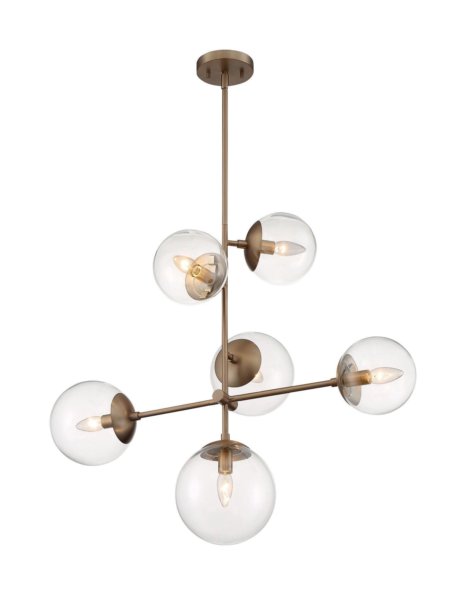 60/7125-Nuvo Lighting-Sky-6 Light Pendant in Industrial Style-16 Inches Wide by 27.88 Inches High-Burnished Brass Finish
