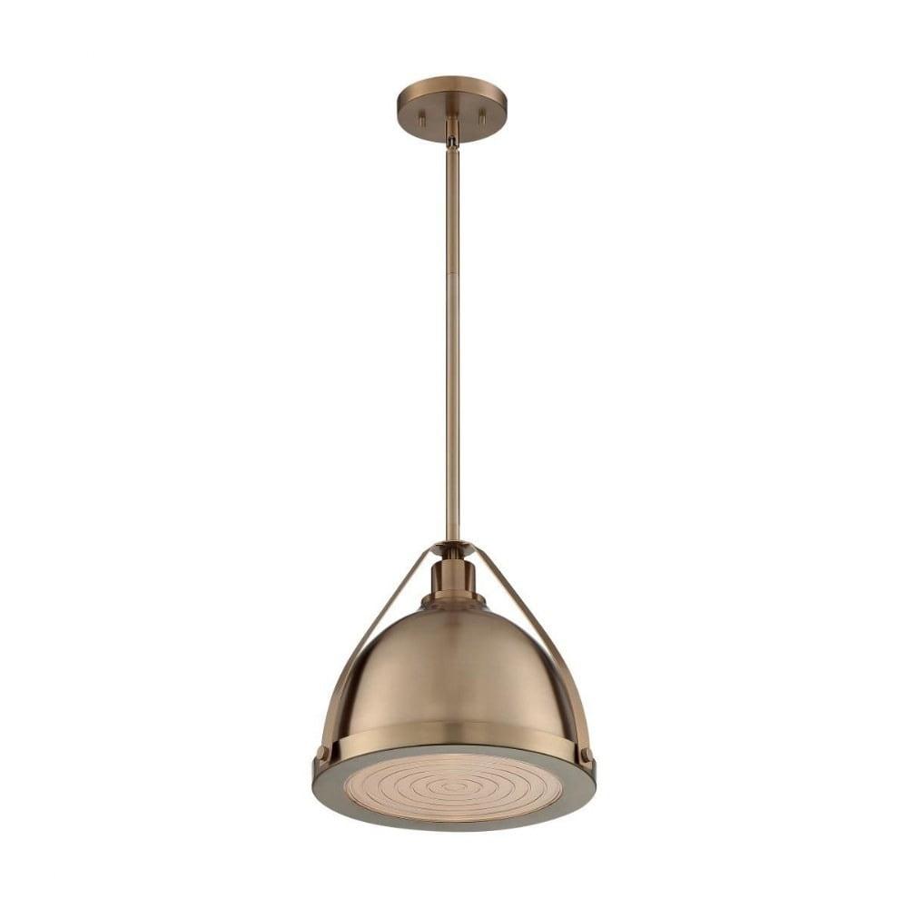 Barbett 12'' Burnished Brass Dome Pendant with Fresnel Glass