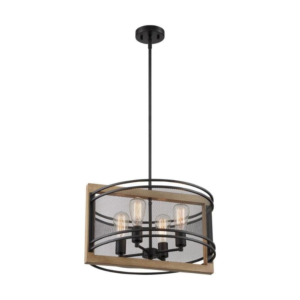 Atelier 20" Black and Honey Wood Vintage Pendant Light