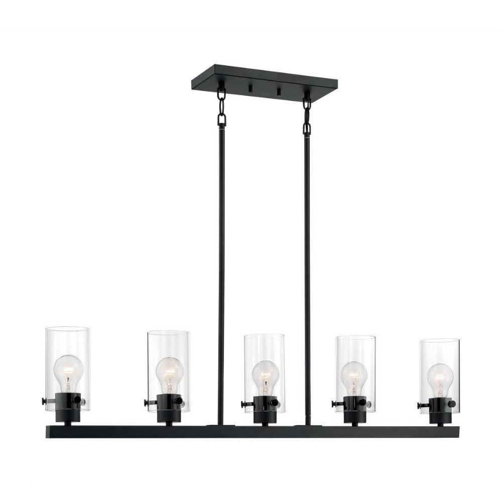 Sommerset Matte Black 5-Light Island Pendant with Clear Glass