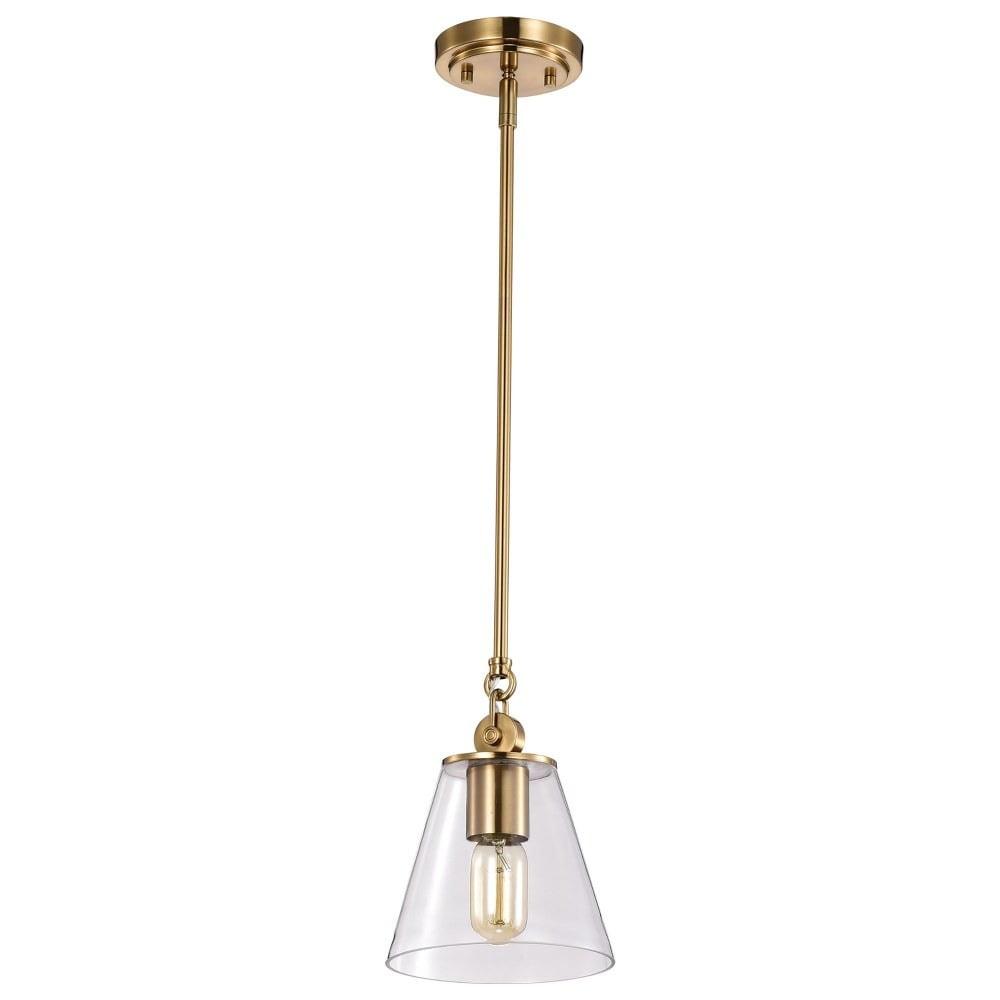 Dover 9.5" Vintage Brass and Glass Pendant Light