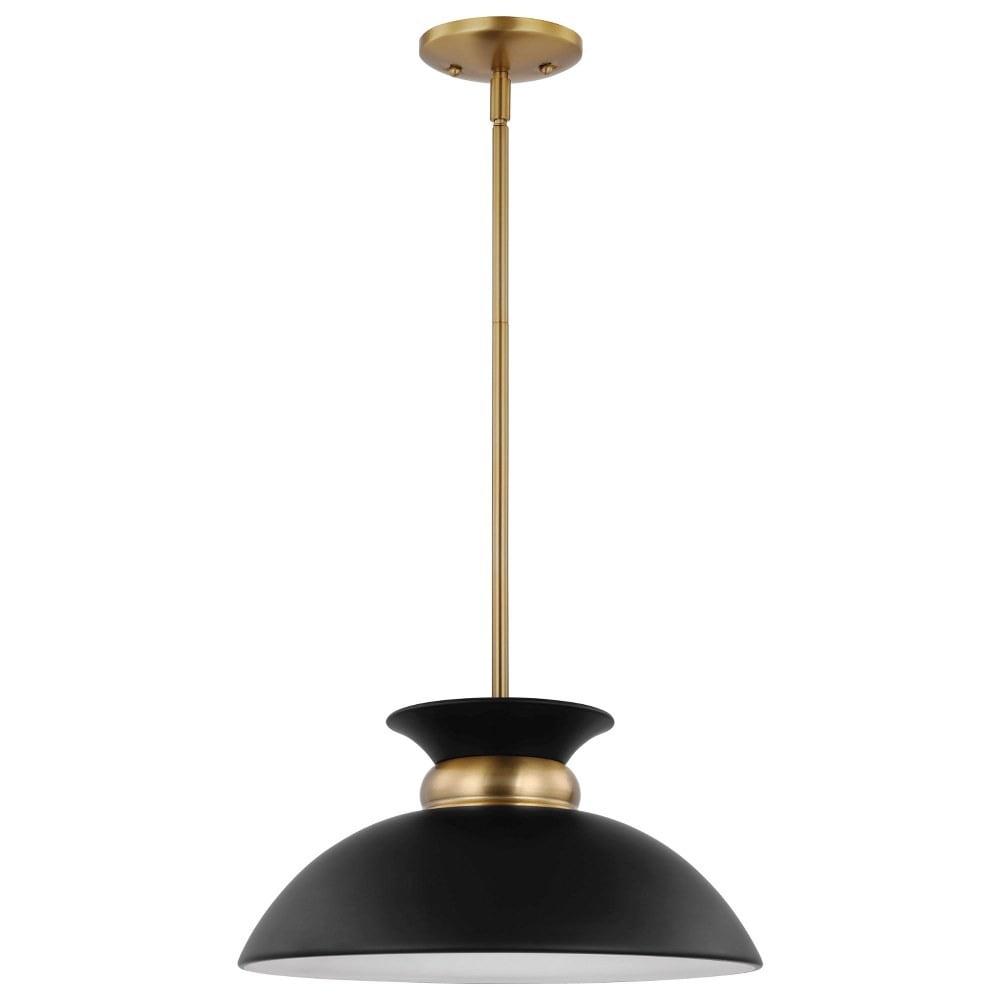 Nuvo Lighting Perkins 1 Light Small Pendant Matte Black with Burnished Brass