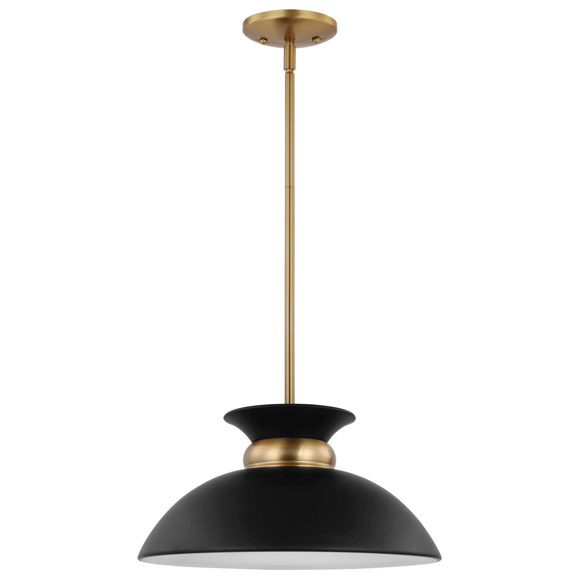 Nuvo Lighting Perkins 1 Light Small Pendant Matte Black with Burnished Brass