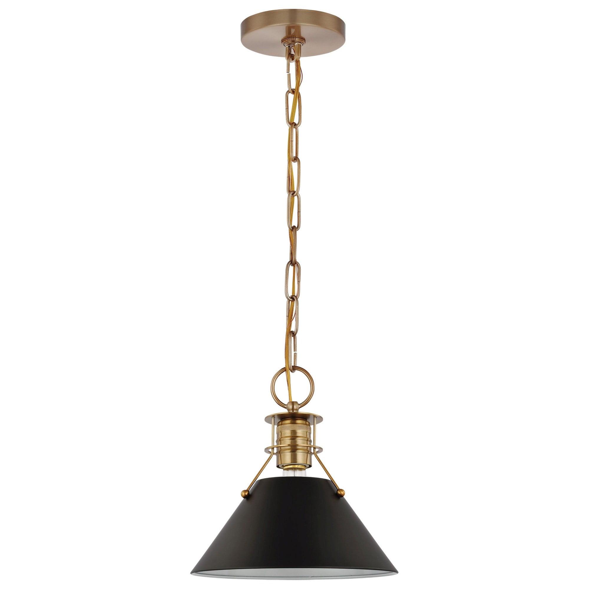 Nuvo Lighting Outpost 1 Light Small Pendant Matte Black with Burnished Brass