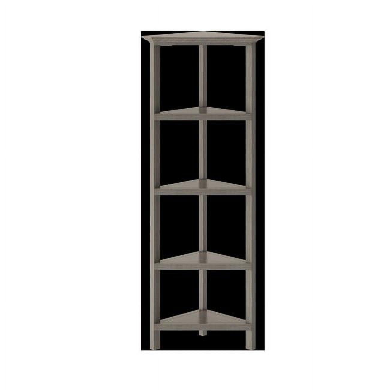 Modern Washed Grey Solid Wood 60" Corner Bookcase