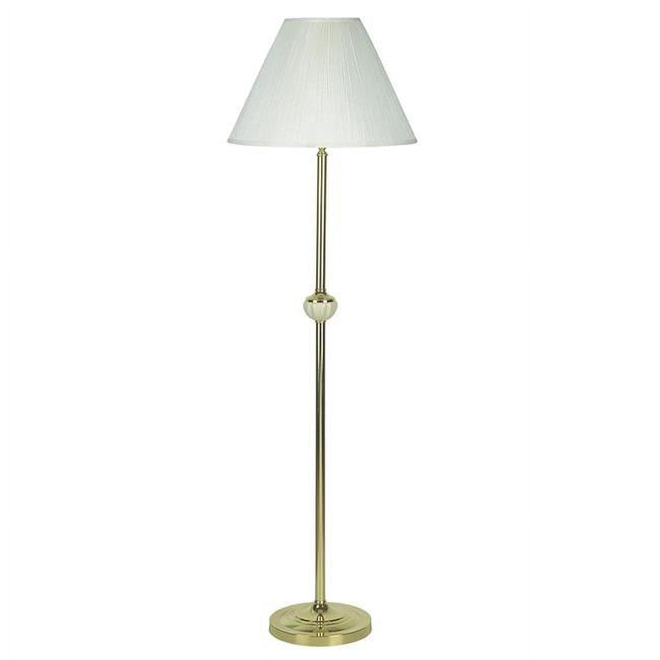 Elegant Brass & Ceramic Floor Lamp with Ivory Pleated Shade