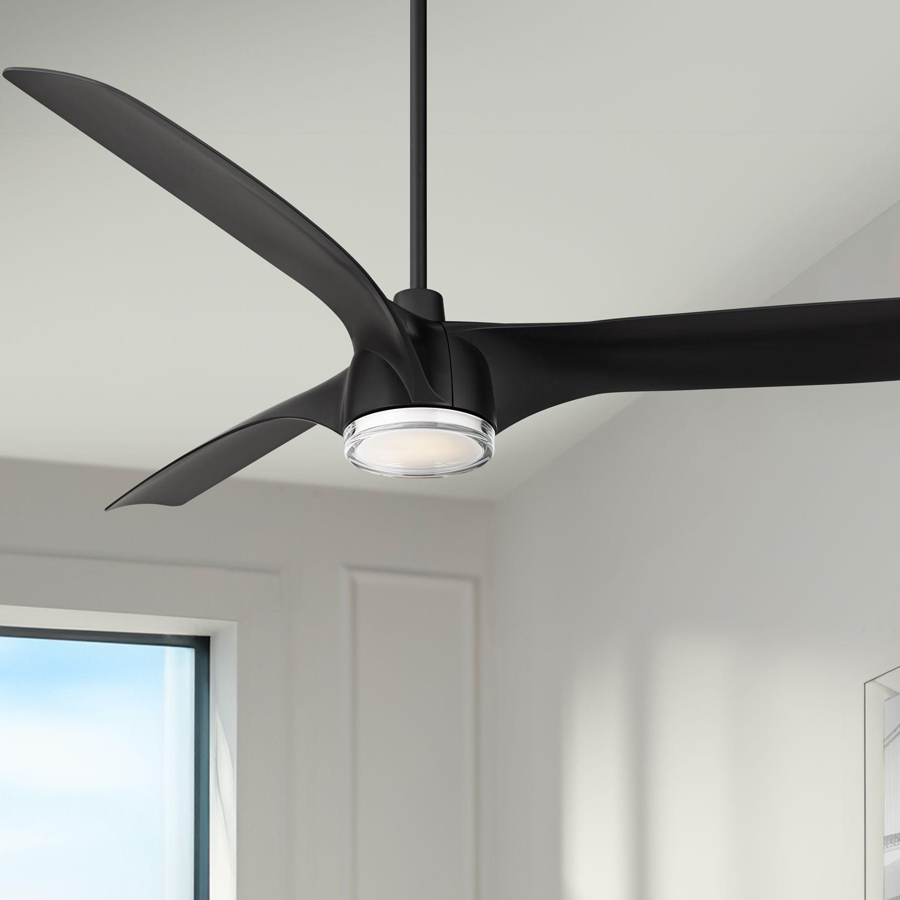 60" Matte Black LED Ceiling Fan with Remote and 3 Blades