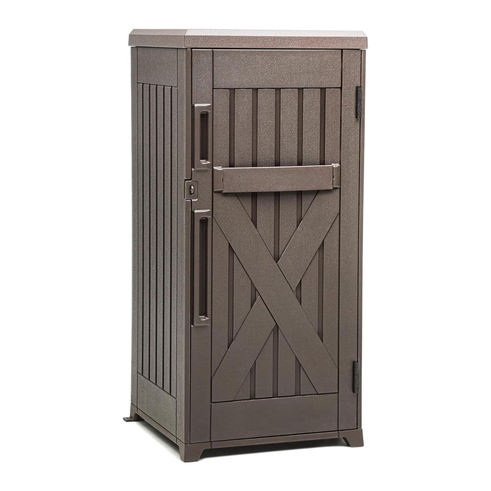 Brown 60-Gallon Resin Lockable Outdoor Deck Box