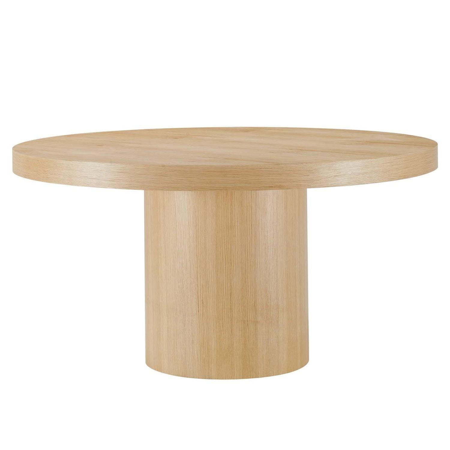 Sleek Oak 60" Round Wood Grain Dining Table for Six